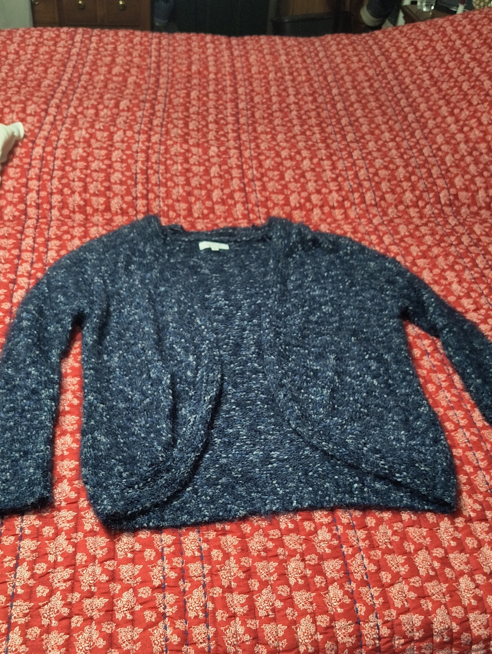 new directions navy blue open-front women's cardigan